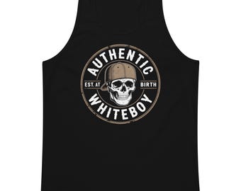 Camiseta sin mangas auténtica de Whiteboy con estampado de calavera – Camiseta de algodón sin mangas para hombre