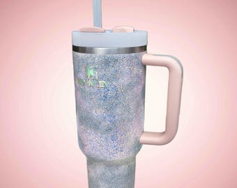 Vaso Stanley de 1,2 litros con purpurina y asa • Vaso con nombre iridiscente brillante