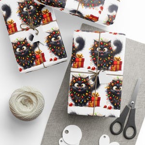 Wrapping Papers, Festive Funny Christmas Cat Gift Wrap, Cat Lover&#39;s, Holiday Wrapping Sheets, Unique Gift Paper, Christmas Wrapping