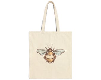 Bee Inspired Tote Bag, Eco-Friendly Shopping Bag, Nature Lover Gift, Reusable Grocery Beach Bag, Canvas Tote, Earth Day Gift, Sustainable