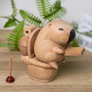 Handmade wooden capybara knickknack Kids souvenir gifts Birthday gift Interesting Wooden Toy Handmade wooden ornaments for fun