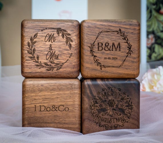 Custom Handcrafted Wooden Ring Box With Velvet Lining Rustic