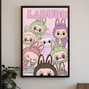 Labubu Monsters Poster | Labubu Wall Art | Labubu Plush Macaron Wall Art | Labubu and Friends Poster |  Home Decor | Modern Wall Decor