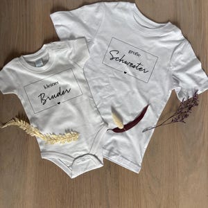 Sibling set personalized for birth – shirt & body with name – gift for big sister big brother baby