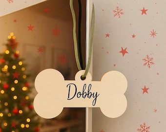 Personalized Christmas ornament for your dog – chew bone with name – wooden ornament for the Christmas tree