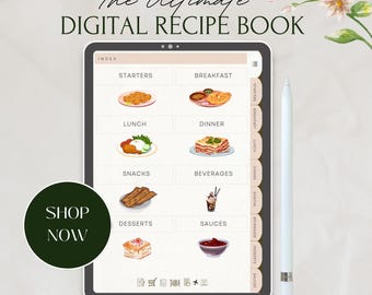 Recetario digital para Goodnotes, iPad, plantilla de libro de cocina (descarga digital)