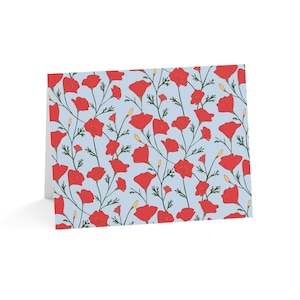 Jeu de cartes de voeux coquelicots rouges