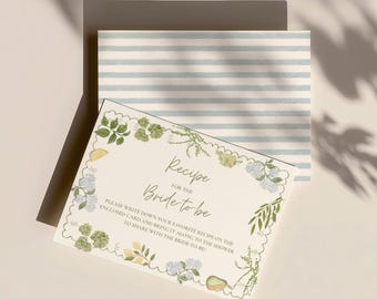 Fresh Off The Market Bridal Shower Recipe Cards, Farmers Market Wedding Shower Recipe For The Bride-To-Be, Editable Canva Template