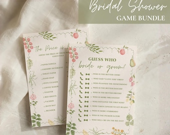 Ensemble de jeux pour enterrement de vie de jeune fille sur le thème du marché fermier, modèle Canva modifiable, thème « Fraîchement sorti du marché », modèle Canva modifiable
