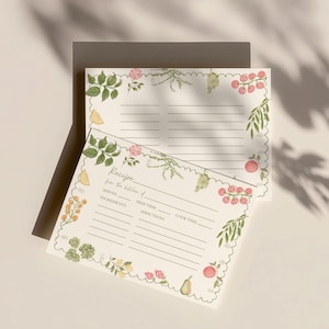 Fresh Off The Market Bridal Shower Invitation Suite, Farmers Market Wedding Shower, Recipe Cards, Pink Stripe, Editable Canva Template