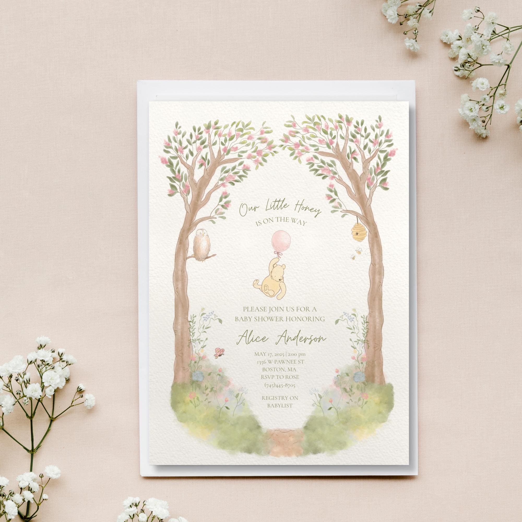 Winnie the Pooh Baby Shower Invitation: Editable Honey Theme (Digital Download)
