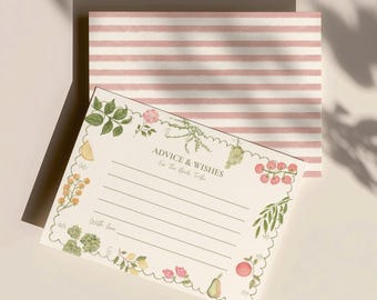 Advice and Wishes Card Template, Fresh off the Market, Floral Farmers Market Bridal shower, Letters to the Bride, Editable Canva Template