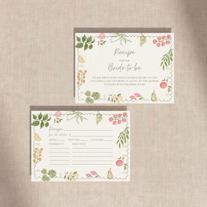 Fresh Off The Market Bridal Shower Invitation Suite, Farmers Market Wedding Shower, Recipe Cards, Pink Stripe, Editable Canva Template