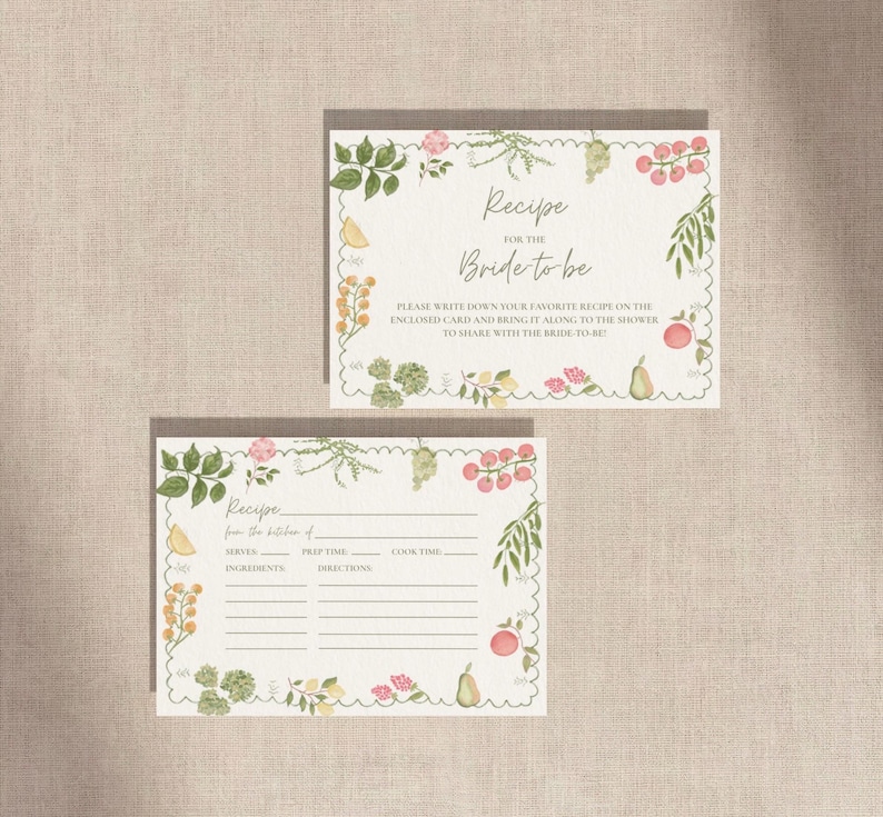 Fresh Off The Market Bridal Shower Invitation Suite, Farmers Market Wedding Shower, Recipe Cards, Pink Stripe, Editable Canva Template