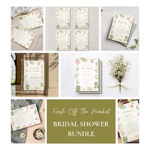 Farmer's Market Bridal Shower Invitation Bundle: Editable Welcome Sign, Menu (Digital Download)