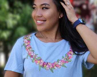 Multi-color A'ali'i Wrap-Around Lei Design Women's Shirt