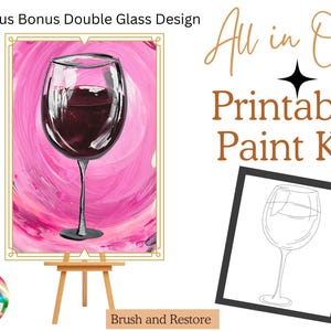 Weingläser All-In-One Printable Kit | Sofortdownload| Tracer| Anleitung| Materialliste | Bonus | Ideal für die Malnacht Ihrer Freunde