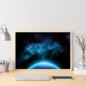 Blaue Galaxie Poster, mystische Weltraum Kunst digitaler Download, Sternenhimmel Wandkunst, inspirierte Wanddekoration, Raum druckbare, Hauptdekor