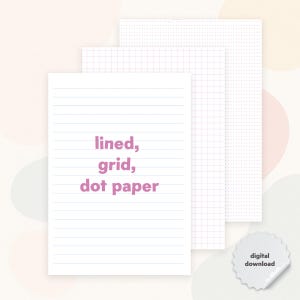 Pastel Notebook Paper Pack: Lined, Grid, Dot - A4 A5 Letter (Digital Download)