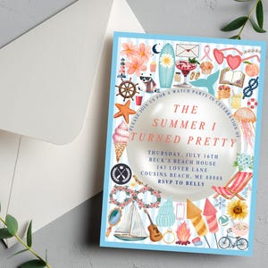 The Summer I Turned Pretty Invitation, Canva Template, Digital Download, Watch Party Invite, Birthday Party, Customizable, TV Show Theme