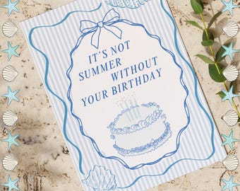 The Summer I Turned Pretty Birthday Card Digital Download | TSITP Printable Greeting Card | Cousins Beach Summer Theme Fan Art Coastal Grand