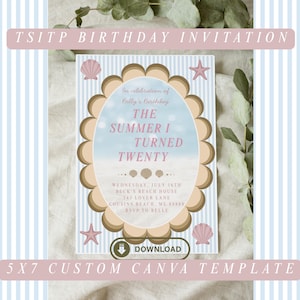 The Summer I Turned Pretty Custom Canva Invitation Template Birthday Bachelorette Bridal Shower Digital Download Editable Beach Party Invite