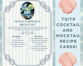The Summer I Turned Pretty Drink Recipes, 4x6 Digital Download, Cocktails, Mocktails, Party Theme, Instant Print, TV Show Gift, Watch Party