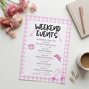 Weekend Event Schedule Canva Template | Editable Event Program | Digital Download