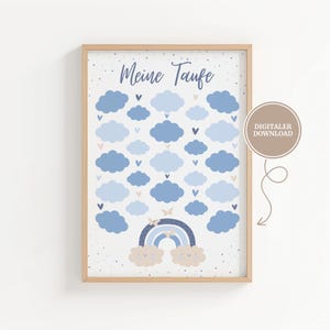 Guest book for baptism Decoration for baptism Poster to sign for baptism - Gift for baptism | Decoration for baptism blue | Guest book poster