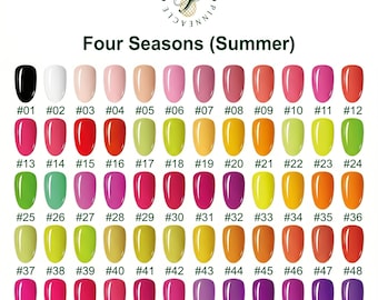 Summer Nail Color Chart, 60-Color Press-On Nail Palette, Custom Solid Gel Nails, Choose Your Color