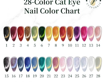 Cat Eye Nail Color Chart, Magnetic Press On Nail Colors, Custom Cat Eye Gel Nails, Shimmer Nail Palette, Choose Your Color