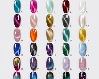 Cat Eye Nail Color Chart, Magnetic Press On Nail Colors, Custom Cat Eye Gel Nails, Shimmer Nail Palette, Choose Your Color