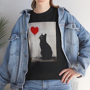 Cat Mom Shirt Black Cat Banksy Inspired Unisex Heavy Cotton Tee, Cat Mom Gifts, Cat Mom tShirt, Cat Mom Gifts Custom, Cat Shirt, Cat Gifts