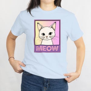 Cute Cat Face Outline Graphic Tee, Animal Lover Gift Shirt, Pet Themed Apparel, Fun Colorful Cat TShirt for Cat Mom, Unisex Heavy Cotton Tee