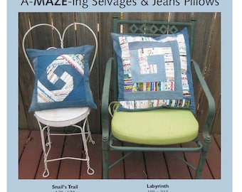 A- MAZE- ing Selvages & Denim Jeans Pillows (or Quilted Wallhanging) PDF Pattern