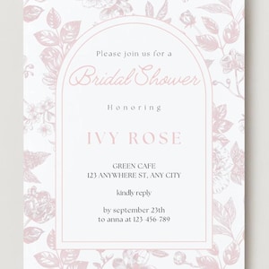 Invitación floral para despedida de soltera: tarjetas digitales o impresas personalizadas (juego de 25)