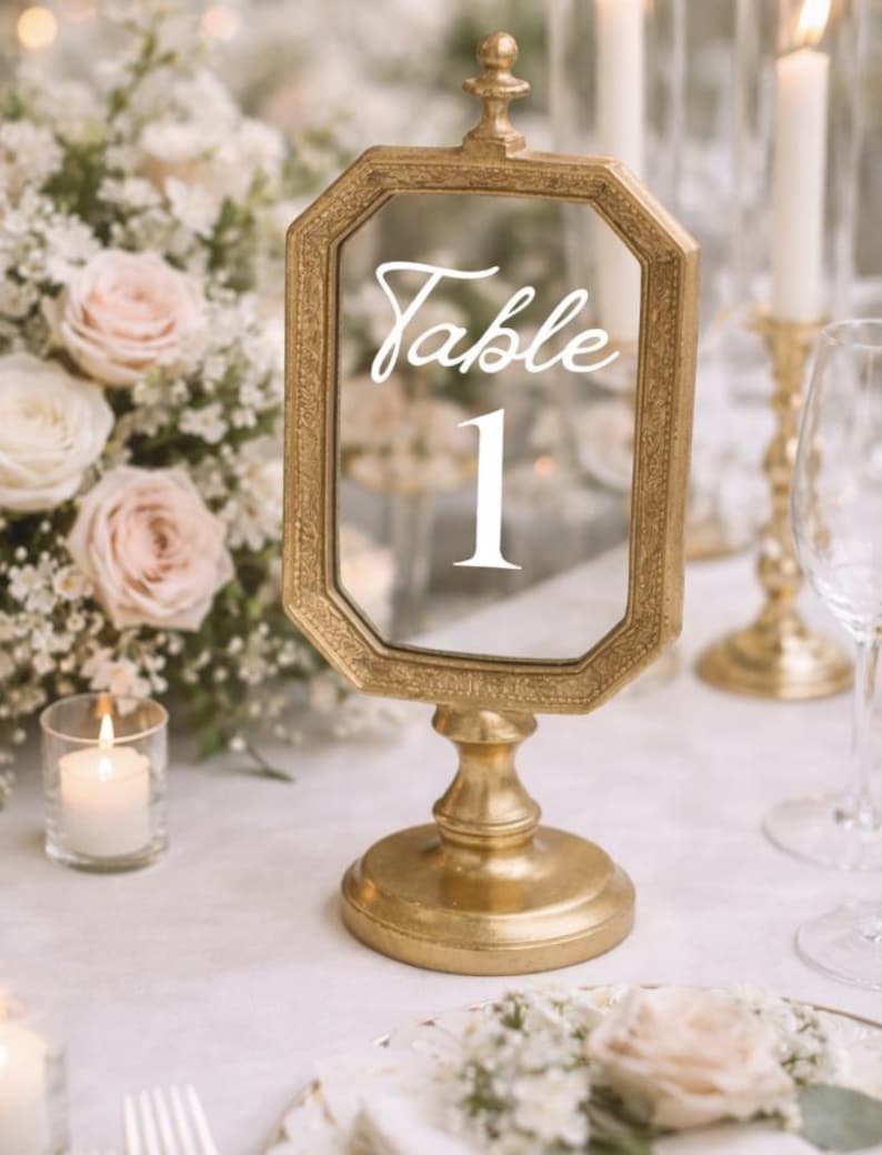 Mirrored Table Numbers Set of 5 Gold Mirror Table Numbers – Elegant Wedding Table Decor - Etsy