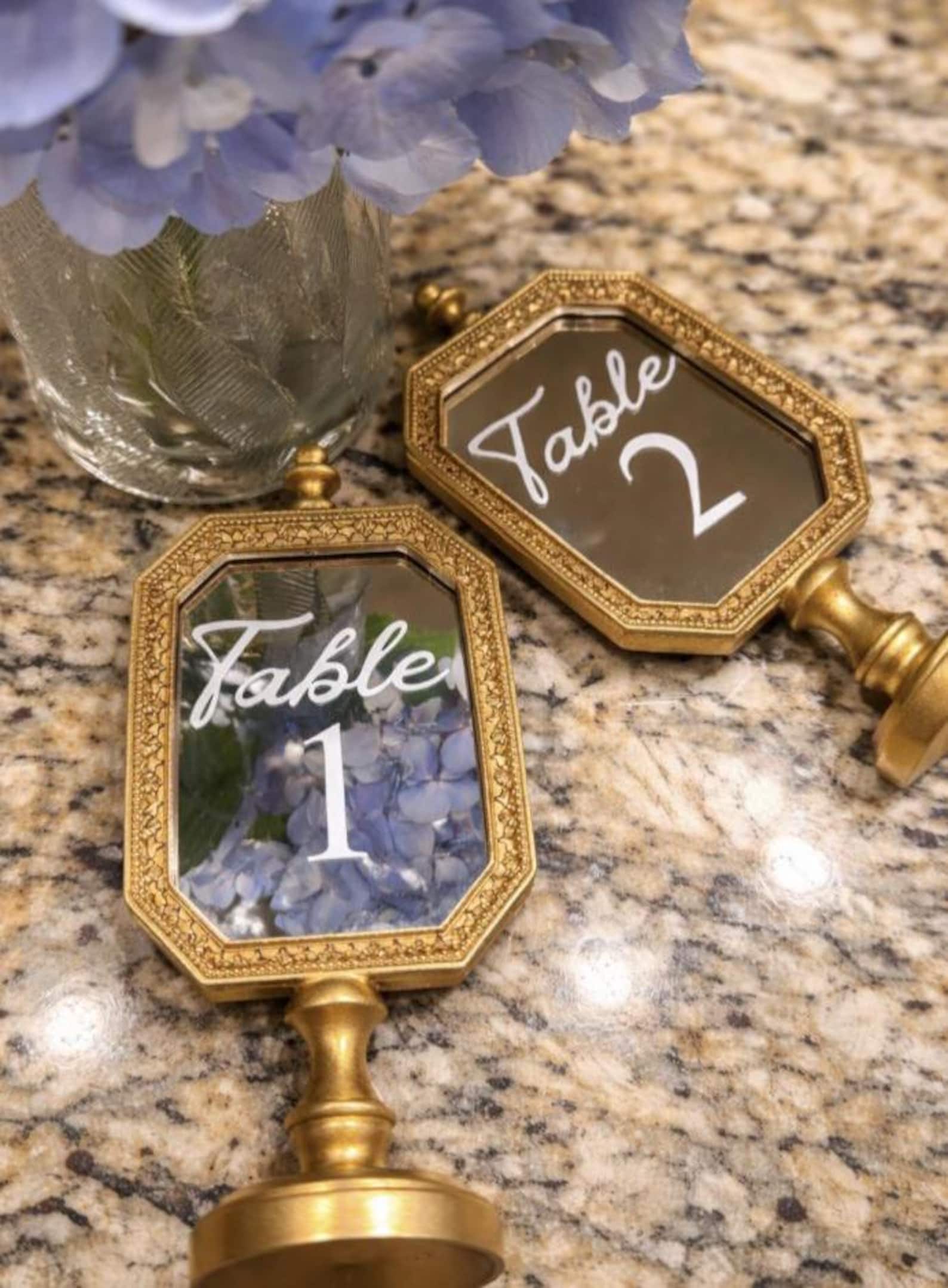 Mirrored Table Numbers Set of 5 Gold Mirror Table Numbers – Elegant Wedding Table Decor - Etsy