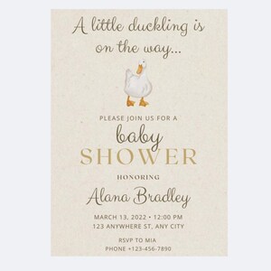 Invitation baby shower – Un petit caneton est en route Invitation baby shower | PDF personnalisées ou cartes imprimées (Ensemble de 25)