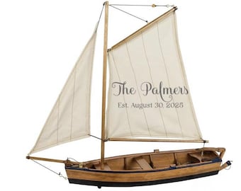 Personalized Wooden Sailboat 18” – Nautical Wedding Decor, Beach Wedding Centerpiece, Custom Coastal Gift