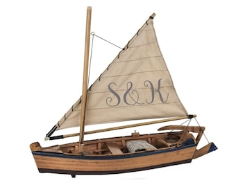 Personalized Wooden Sailboat 10” – Nautical Wedding Decor, Beach Wedding Centerpiece, Custom Coastal Gift