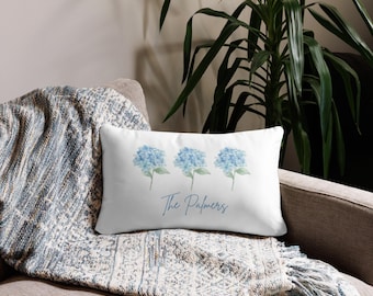 Personalized Hydrangea Throw Pillow: Floral Home Decor