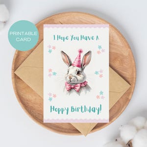 Hoppy Birthday Card | Funny Bunny Birthday Printable | Cute Rabbit Pun Digital Download | Animal Birthday Card | Printable Greeting Card
