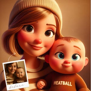 Personalizable 3D Pixar Styled Portrait Gift Custom Portrait Cartoon Profile Picture Birthday Gift Cartoon Canvas or Digital File, Gift