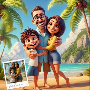 Personalizable 3D Pixar Styled Portrait Gift Custom Portrait Cartoon Profile Picture Birthday Gift Cartoon Canvas or Digital File, Gift