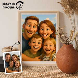 Ritratto personalizzato in 3D: regalo di famiglia in stile Pixar (digitale o su tela)