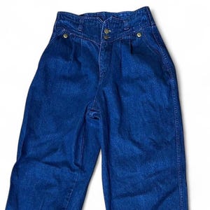 Vintage jeans met hoge taille uit de jaren 90: donkerblauw baggy denim