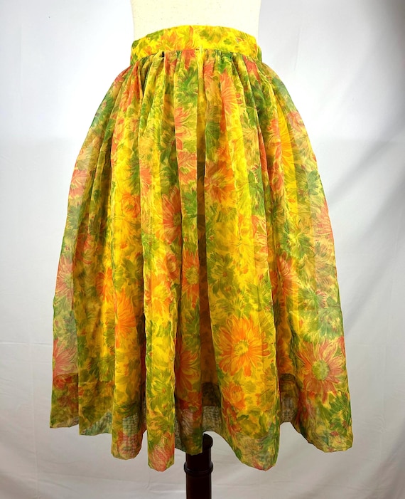 Vintage 1950’s Floral Chiffon Circle Skirt Gale & Gale Modern Jr. Size XS