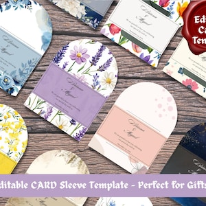 Editable Card Sleeve Template | Printable Card Sleeves | Wedding, Party, Gift Sleeve | Editable in Canva | Instant Download