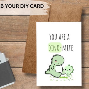 Carte de voeux imprimable DIY – « Vous êtes DINOMite » | Carte pliable 5 x 7 pouces + modèle d'enveloppe | Enfants drôles ou carte de la Saint-Valentin | Téléchargement instantané